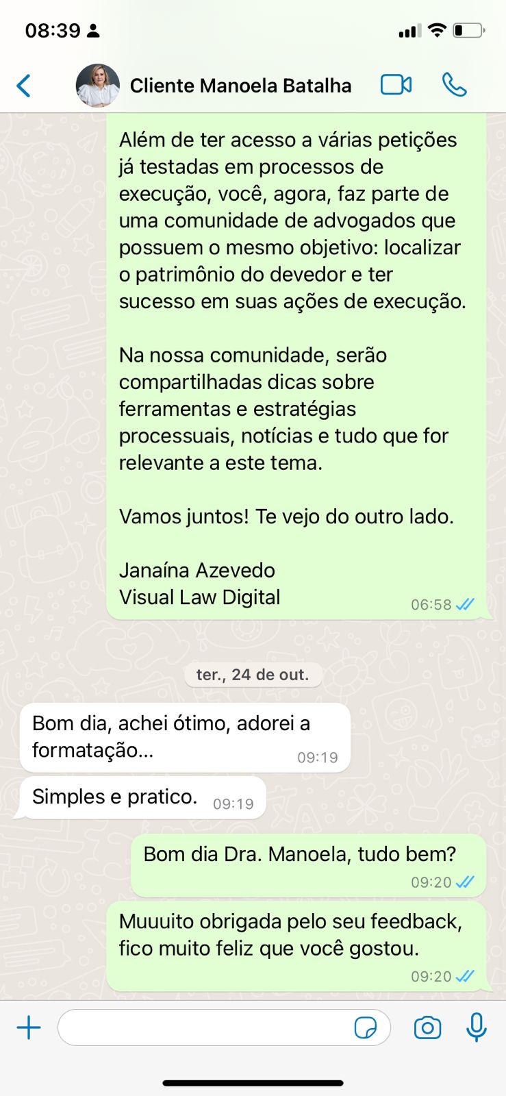 Depoimento de Manoela sobre o Kit Advogado Essencial