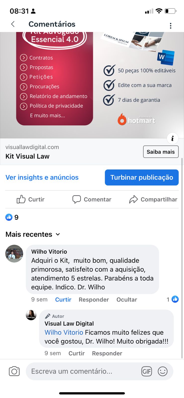 Depoimento de Wilho sobre o Kit Advogado Essencial