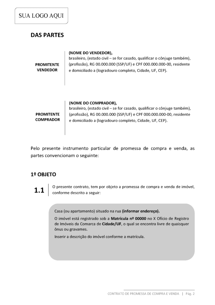 Contrato de promessa de compra e venda-Clean