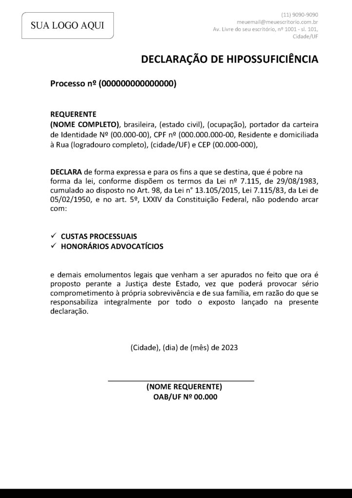 Declaração de hipossuficiencia-Clean